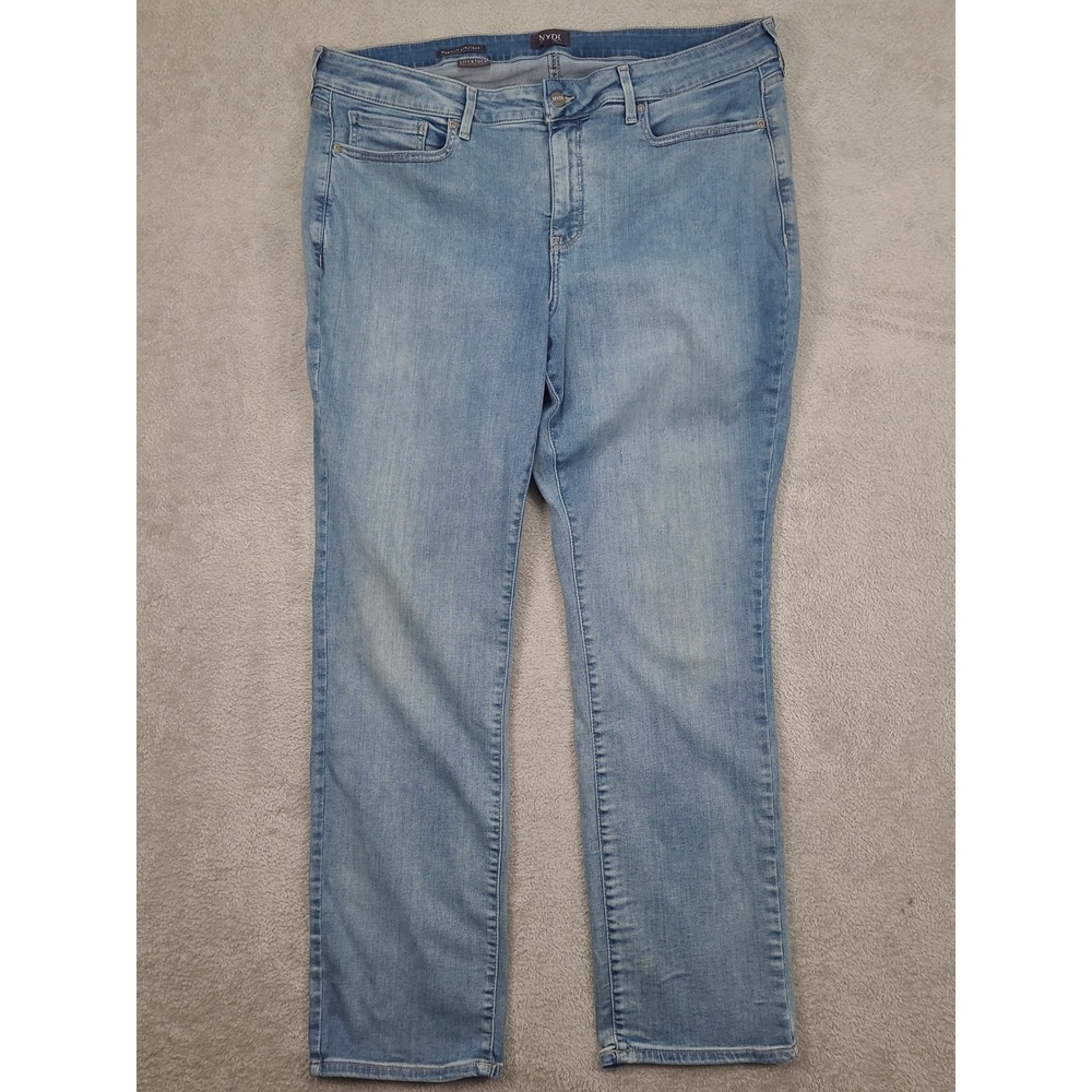 NYDJ Marilyn Straight Jeans Womens 20W Light Wash Blue Lift Tuck Plus Size